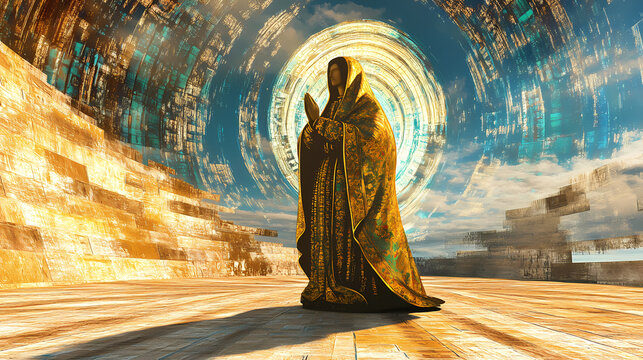 Image reinterpretation our lady of guadalupe mantle (tilma) juan diego. Basilica. Illustration