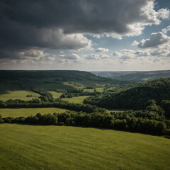 Obraz premium drone shot of landscape with grass and sky