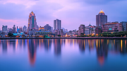 Obraz premium city skyline at dusk