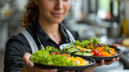 Restaurant healthy food delivery in take away boxes for daily nutrition