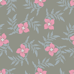 Flowers seamless pattern. vector illustration. Abstract flowers, floral vector with leaves
