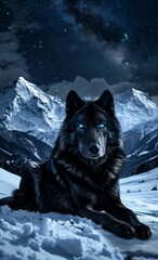 Naklejka premium wolf in the snow, looking into the distance