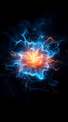 vibrant explosion of blue and orange light swirls beautifully