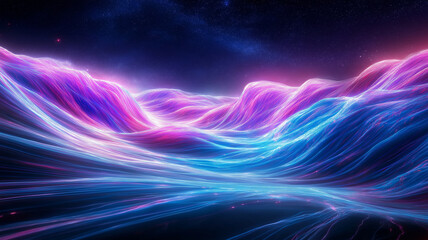 Obraz premium vibrant digital landscape with flowing waves of color
