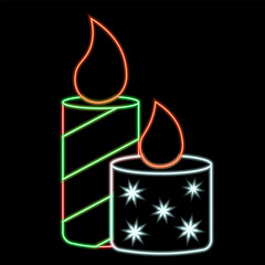Two Christmas Candle in neon effect