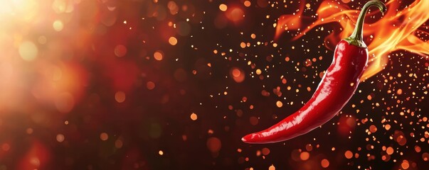 Red hot pepper surrounded by flames vibrant and dramatic depiction of spiciness heat and culinary intensity