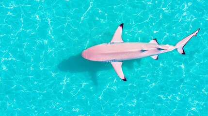 A magnificent shark glides effortlessly through the clear, turquoise waters.