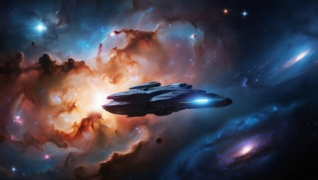 ufo in space, spaceship 