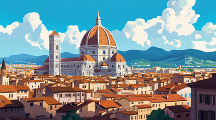 Obraz premium Basilica di city del fiore city. Basilica. Illustration
