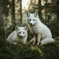 Obraz premium white fox in the woods