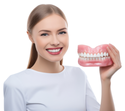 Dentist teeth portrait holding.