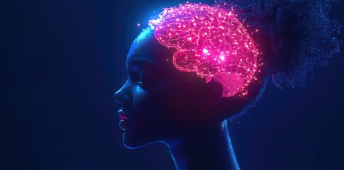 Female Brain Visualization, Showing Active Neural Pathways