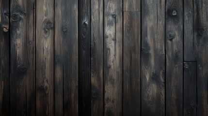 Fototapeta premium Dark wooden planks create a rustic and textured background with distinct grain patterns and variations in shades