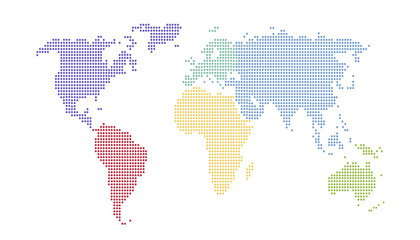 Fototapeta premium Dotted color world map vector