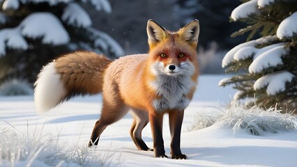 red fox in snow