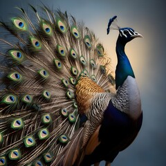 peacock with feathers