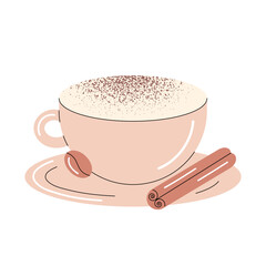 Cup of coffee. Hot drink. Texture vector illustration isolated on white background