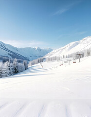 Stunning Snowy Landscape of a Secluded Ski Resort