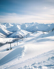 Peaceful Winter Landscape at a Ski Resort in the Alps
