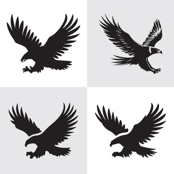 Flying Eagle Silhouette for Wildlife Themes
