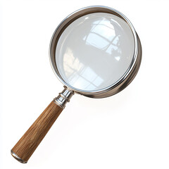 Magnifying Glass with Wooden Handle on a White Background