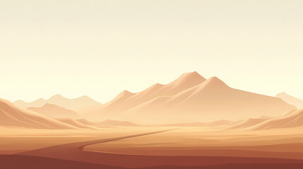 Fototapeta premium Minimalist desert scene with a single road and a dramatic horizon. Horizon. Illustration