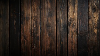 Naklejka premium Wood grain texture showcasing dark and rustic panels arranged vertically on a wall