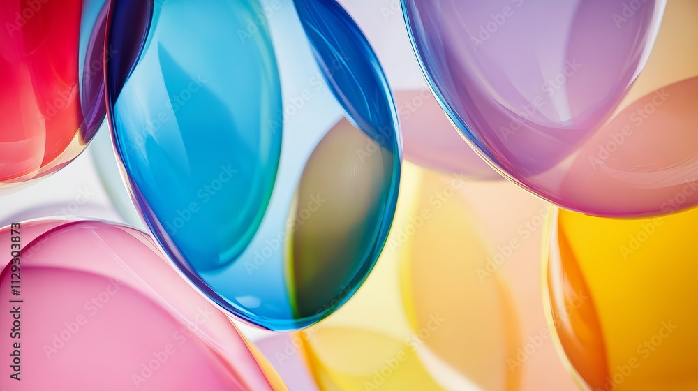 Wall mural a close-up of a colorful array of abstract, intertwined shapes flowing into a unified form, represen