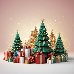 Christmas Tree With Baubles And Blurred Shiny Lights
