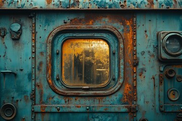 Rusted Garage Door Panel with Soft Lighting