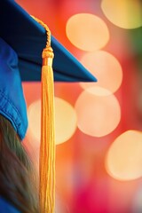 Close-up shot of a graduation cap with a tassel, suitable for academic or celebratory occasions