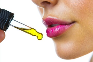 Obraz premium Applying serum to her radiant skin is part of a woman's skincare routine.