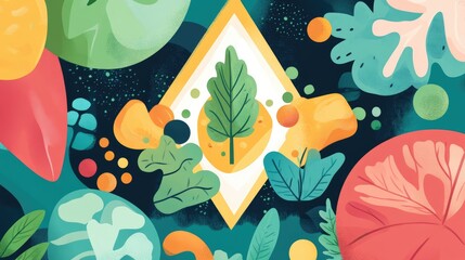 wealth accumulation through nature flat design top view growth theme cartoon drawing Triadic Color Scheme 