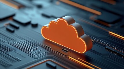 Future hologram representing cloud technology integrated with digital informational systems