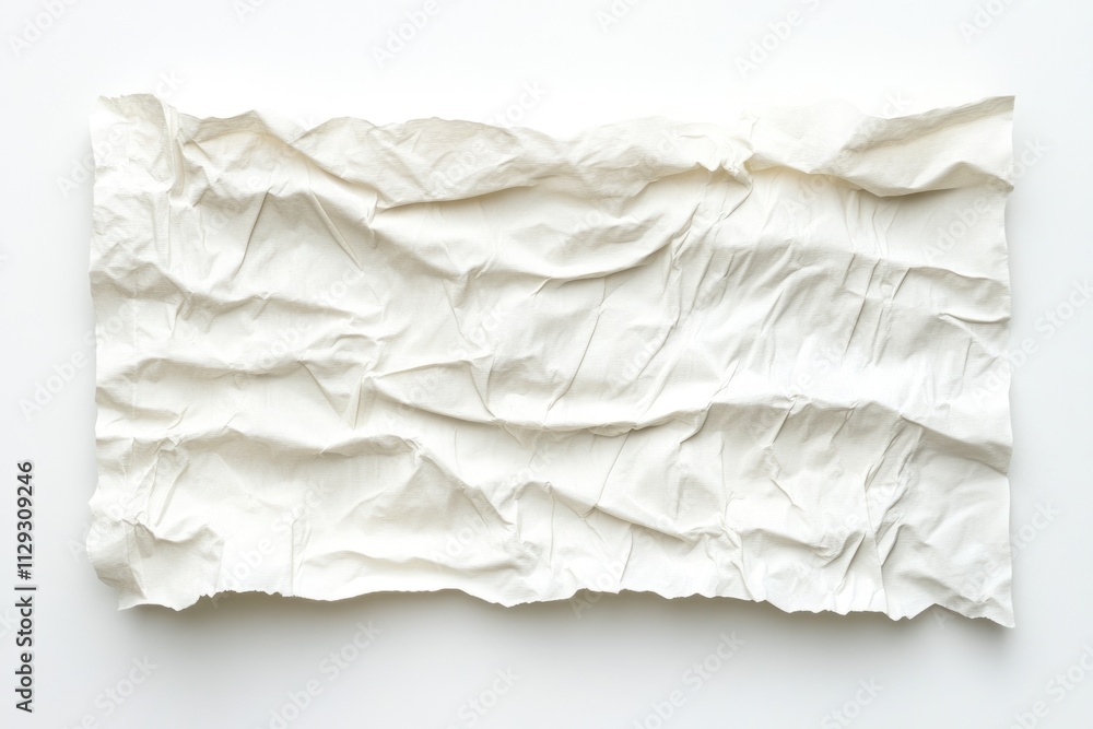 Poster worn and torn white paper. crumpled sheet with rough texture and horizontal lines