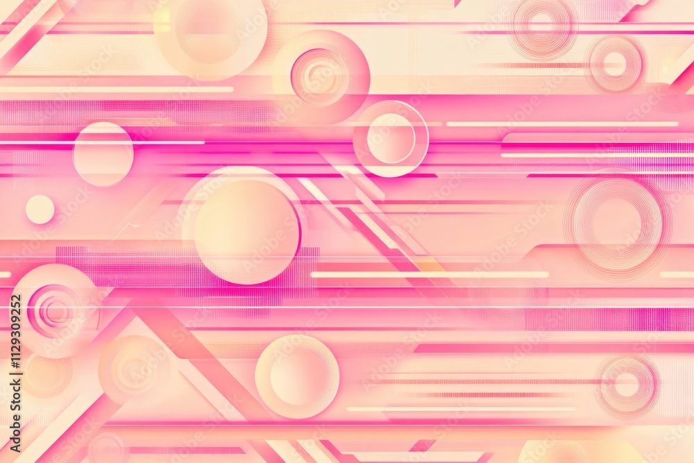 Poster a composition of circular shapes and linear elements