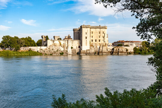 Tarascon medieval castle, on right banks of the Rhone river, Provence, France