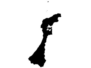 少しゆるい石川県のシルエット 北陸地方