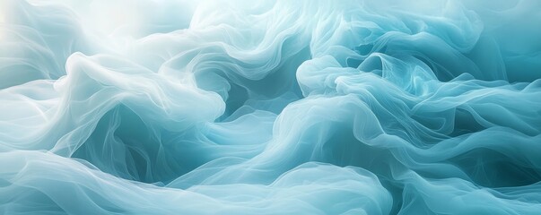 Obraz premium Ethereal Turquoise Waves Flowing in Soft Light, Generative AI