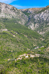 Cros-d’Utelle, Provence, France: aerial view of this charming small village, in 