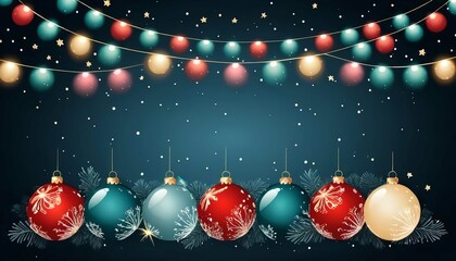 Christmas Tree With Baubles And Blurred Shiny Lights