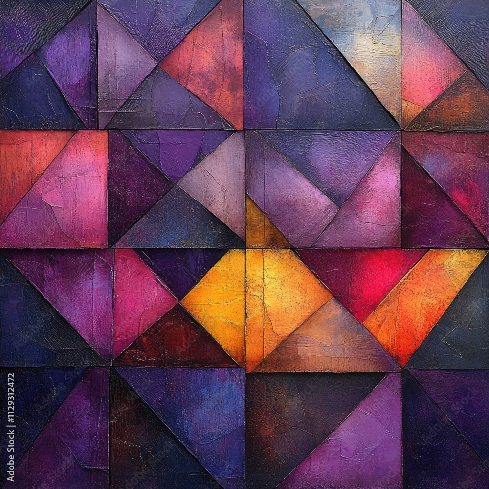 Poster a vibrant and intricate geometric pattern, perfect for use in designs where color and shape are key