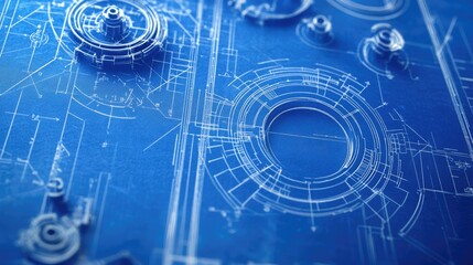 Obraz premium Technical blueprints in abstract innovation