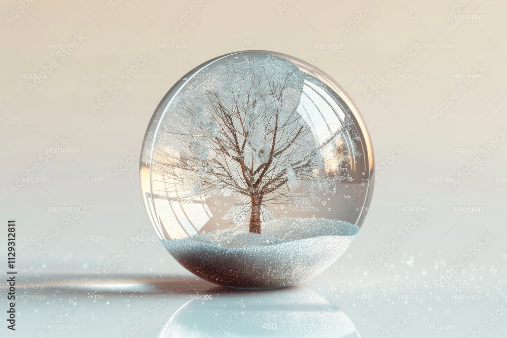 Poster a snow globe with a small tree inside