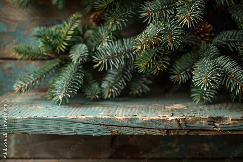 Poster a close-up shot of a pine tree trunk on a wooden table, great for nature-inspired designs and concep