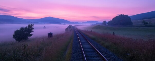 Foggy Dusk on Winding Mystical Tracks, Generative AI