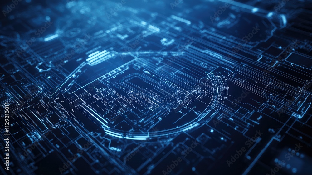 Poster technical blueprints in abstract innovation