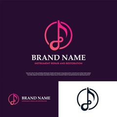 Infinity Music logo and note Icon Vector illustration design