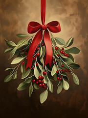 Mistletoe Vintage Christmas Art