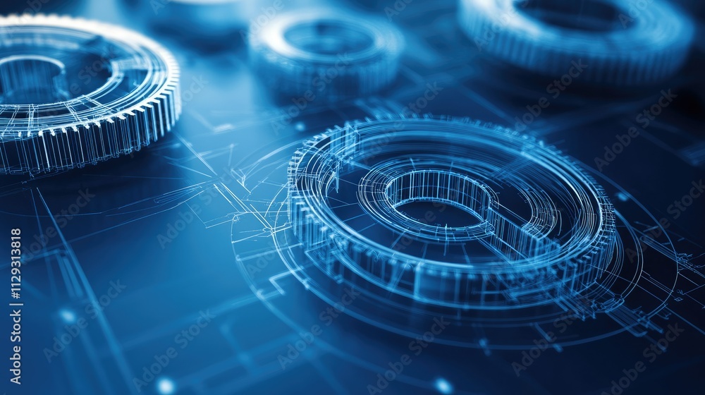 Poster technical blueprints in abstract innovation